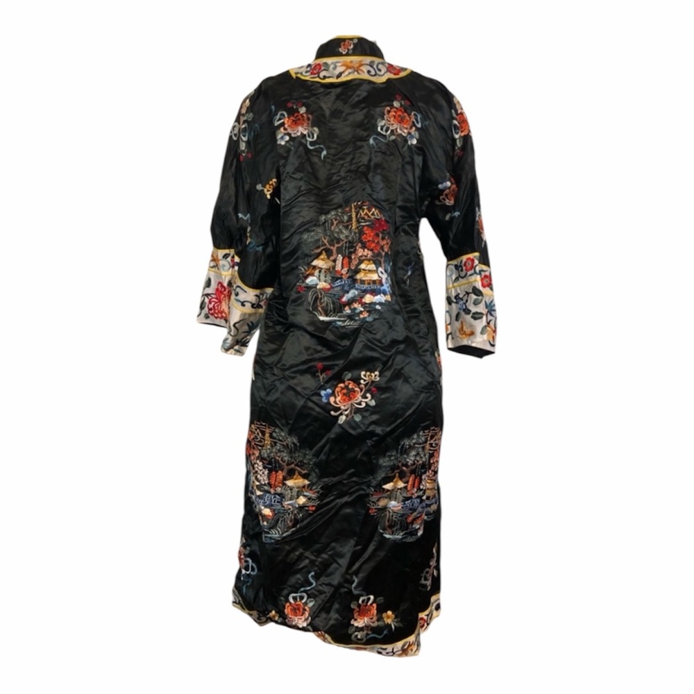 GOLDEN BEE Embroidered Black Satin Jacket with Yellow Piping - Picture 4 of 8